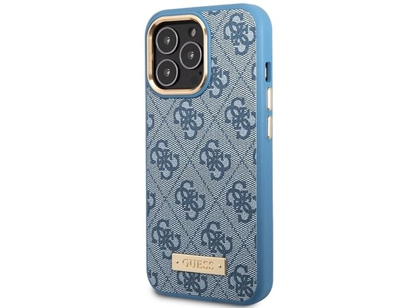 Guess GUHMP14LU4GPRB iPhone 14 Pro 6,1'' blå hårt mobilskal 4G med logoplatta MagSafe