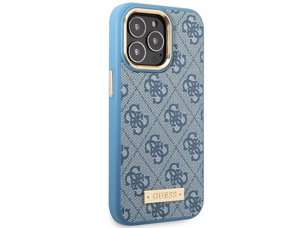 Guess GUHMP14LU4GPRB iPhone 14 Pro 6,1'' blå hårt mobilskal 4G med logoplatta MagSafe