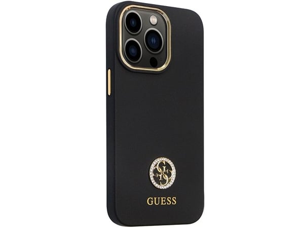 Dėklas GUESS GUHCP13LM4DGPK IPHONE 13 PRO / 13 6.1 "Juodas / Juodas HARDCASE SILICONE LOGO STRASS 4G