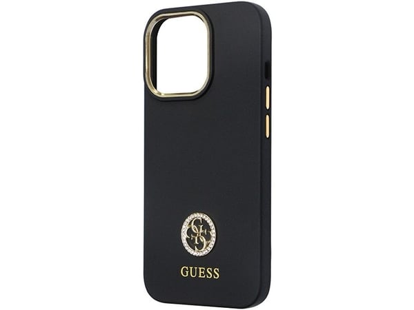 Dėklas GUESS GUHCP13LM4DGPK IPHONE 13 PRO / 13 6.1 "Juodas / Juodas HARDCASE SILICONE LOGO STRASS 4G
