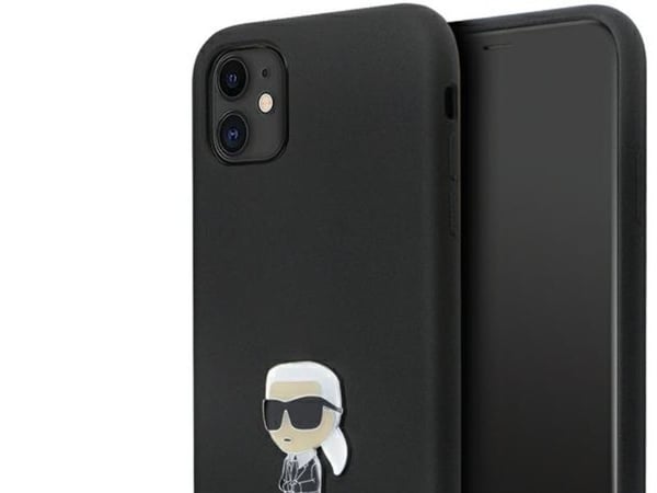 Karl Lagerfeld Karl Lagerfeld Karl Lagerfeld KLHCN61SMHKNPK iPhone 11 / Xr 6.1" musta/musta Silikoni Ikonik metalli Pin