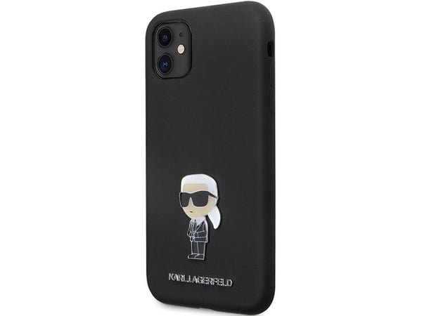 Karl Lagerfeld Karl Lagerfeld Karl Lagerfeld KLHCN61SMHKNPK iPhone 11 / Xr 6.1" musta/musta Silikoni Ikonik metalli Pin