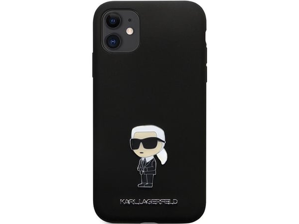 Karl Lagerfeld Karl Lagerfeld Karl Lagerfeld KLHCN61SMHKNPK iPhone 11 / Xr 6.1" musta/musta Silikoni Ikonik metalli Pin