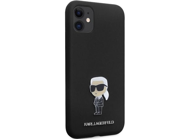 Karl Lagerfeld Karl Lagerfeld Karl Lagerfeld KLHCN61SMHKNPK iPhone 11 / Xr 6.1" musta/musta Silikoni Ikonik metalli Pin