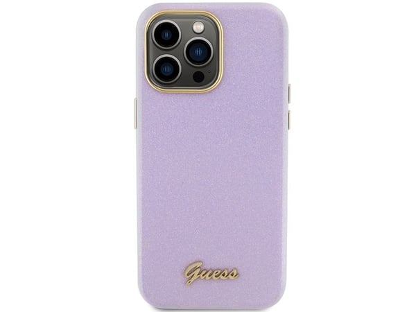 Guess Guess GUHCP15LPGMCSL iPhone 15 Pro 6.1" lila/lila kovakotelo Glitter Glossy Script - kiiltävä kirjoitus