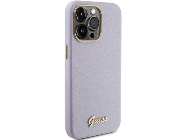 Guess Guess GUHCP15LPGMCSL iPhone 15 Pro 6.1" lila/lila kovakotelo Glitter Glossy Script - kiiltävä kirjoitus