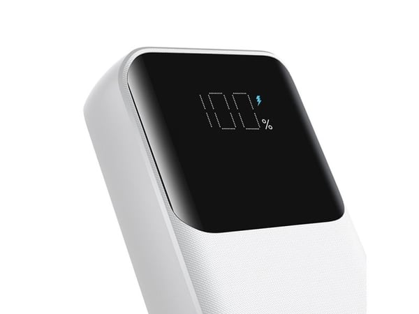 Joyroom powerbank JR-PBC06 10000mAh 30W + innebygde kabler USB-C, Lightning hvit
