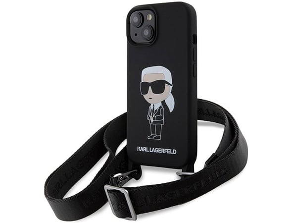 Karl Lagerfeld KLHCP15SSCBSKNK iPhone 15/14/13 6,1" hårdskal svart crossbody silikon Ikonik