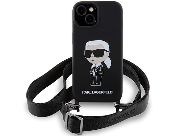 Karl Lagerfeld KLHCP15SSCBSKNK iPhone 15/14/13 6,1" hårdskal svart crossbody silikon Ikonik