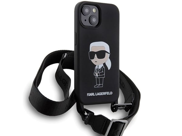 Karl Lagerfeld KLHCP15SSCBSKNK iPhone 15/14/13 6,1" hårdskal svart crossbody silikon Ikonik