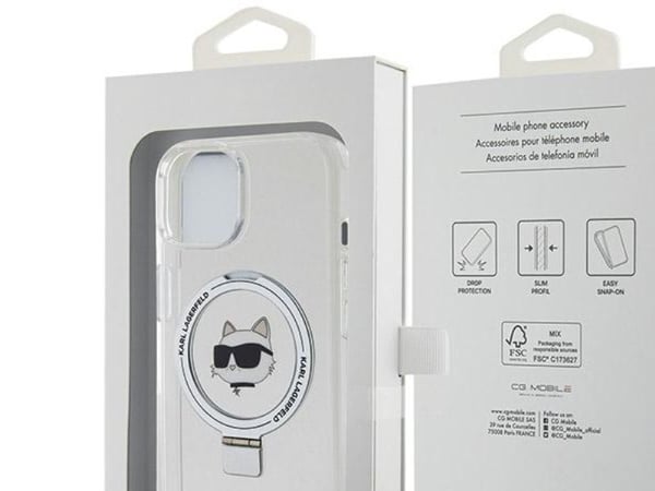 Karl Lagerfeld Karl Lagerfeld KLHMP15SHMRSCHH iPhone 15 6,1" hvit/hvit hardcase Ringstativ Choupette Head MagSafe
