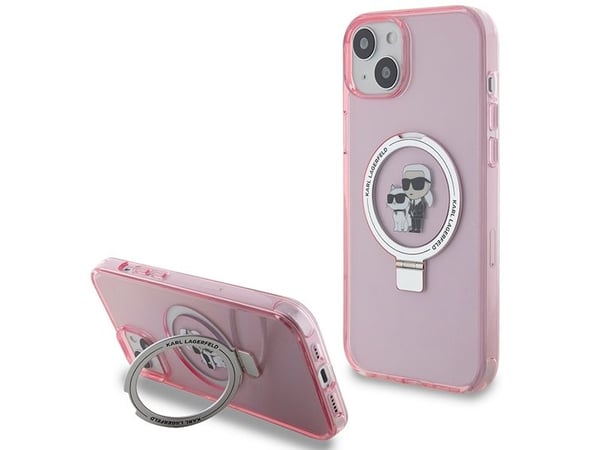 Karl Lagerfeld Karl Lagerfeld KLHMP15SHMRSKCP iPhone 15 6.1" rosa/rosa hardcase Ring Stand Karl&Choupettte MagSafe