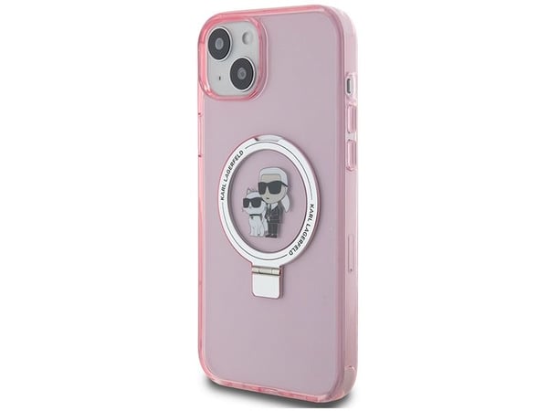 Karl Lagerfeld Karl Lagerfeld KLHMP15SHMRSKCP iPhone 15 6.1" rosa/rosa hardcase Ring Stand Karl&Choupettte MagSafe