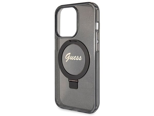 Guess GUHMP13LHRSGSK iPhone 13 Pro / 13 6,1" sort hardcase m. ringstativ script glitter MagSafe