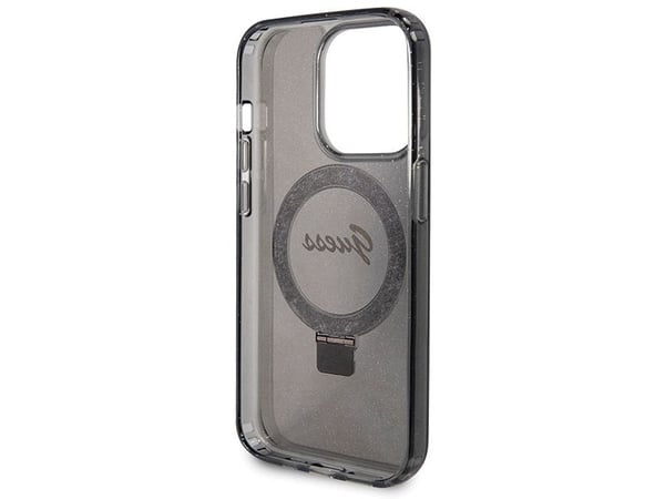 Guess GUHMP13LHRSGSK iPhone 13 Pro / 13 6,1" sort hardcase m. ringstativ script glitter MagSafe
