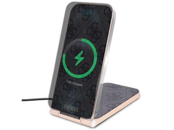 Guess induktiivinen laturi GUDCFAL4PEGK 2in1 15W 4G Pattern MagSafe musta/musta
