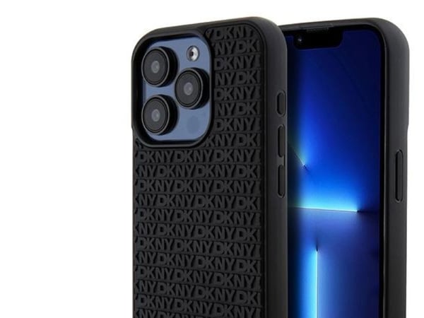 Apple iPhone 15 Pro DKNY kotelo 3D kumi toistuva kuvio (DKHCP15L3DRPWK) dėklas telefonui juodos spalvos