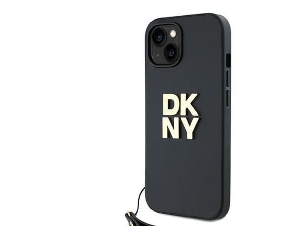 Dėklas DKNY DKHCP15SPBSWSK iPhone 15 / 14 /13 6,1" juoda/juodas hardt deksel Håndleddsstropp Stock Logo