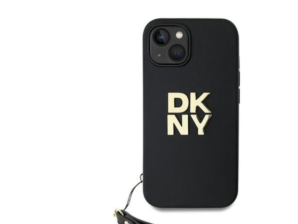 Dėklas DKNY DKHCP15SPBSWSK iPhone 15 / 14 /13 6,1" juoda/juodas hardt deksel Håndleddsstropp Stock Logo
