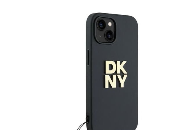 Dėklas DKNY DKHCP15SPBSWSK iPhone 15 / 14 /13 6,1" juoda/juodas hardt deksel Håndleddsstropp Stock Logo