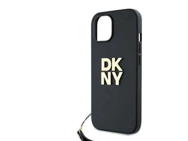 Dėklas DKNY DKHCP15SPBSWSK iPhone 15 / 14 /13 6,1" juoda/juodas hårdskal Handledsrem Stock Logo