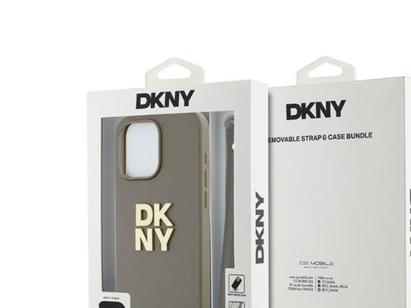 Veske DKNY DKHCP15XPBSWSE iPhone 15 Pro Max 6,7" beige/beige hardcase håndleddsstropp Stock Logo