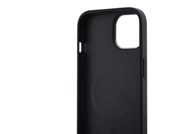 DKNY läder rutigt monomönster MagSafe - skal iPhone 14/15/13 (svart)