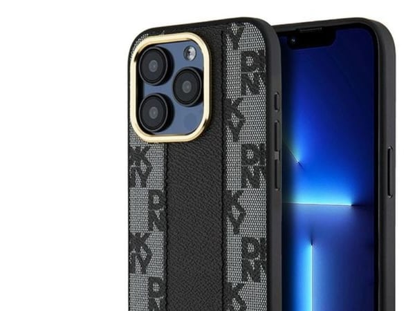 Apple iPhone 15 Pro DKNY Hardcase Nahka Checkered Mono Pattern MagSafe (DKHMP15LPCPVSLK) dėklas telefonui juodos spalvos