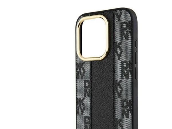 Apple iPhone 15 Pro DKNY Hardcase Nahka Checkered Mono Pattern MagSafe (DKHMP15LPCPVSLK) dėklas telefonui juodos spalvos