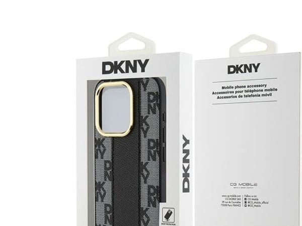 Apple iPhone 15 Pro DKNY Hardcase Nahka Checkered Mono Pattern MagSafe (DKHMP15LPCPVSLK) dėklas telefonui juodos spalvos