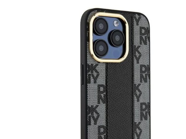 DKNY Leather Checkered Mono Pattern MagSafe - fodral iPhone 15 Pro Max (svart)