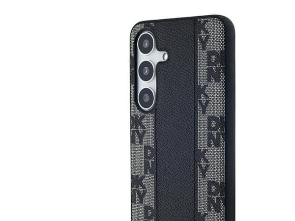 DKNY läderfodral med rutig mono-mönster MagSafe till Samsung Galaxy S24+ (svart)