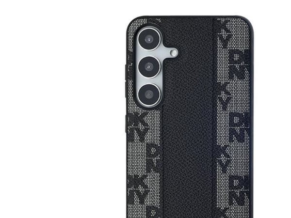 DKNY läderfodral med rutig mono-mönster MagSafe till Samsung Galaxy S24+ (svart)