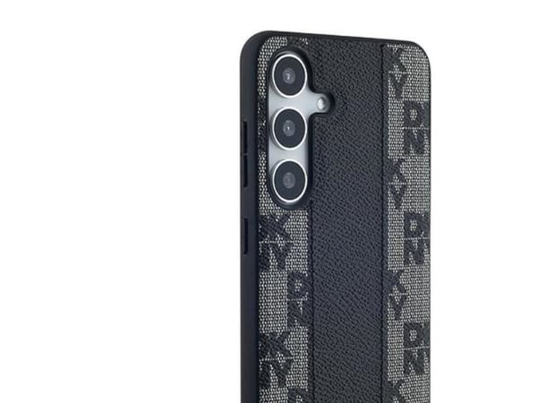 DKNY läderfodral med rutig mono-mönster MagSafe till Samsung Galaxy S24+ (svart)