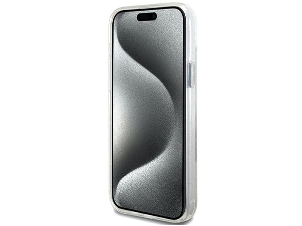 Guess GUHMP15MHRSGSD iPhone 15 Plus / 14 Plus 6,7" klar/gjennomsiktig hardcase Ring Stand Script Glitter MagSafe