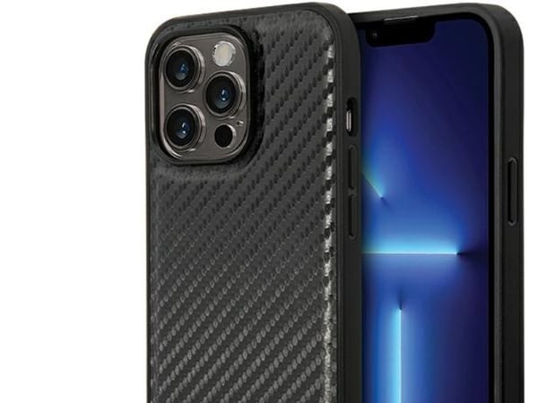 BMW BMHCP13X22NBCK hardt etui til Apple iPhone 13 Pro Max 6,7" svart Leather Carbon