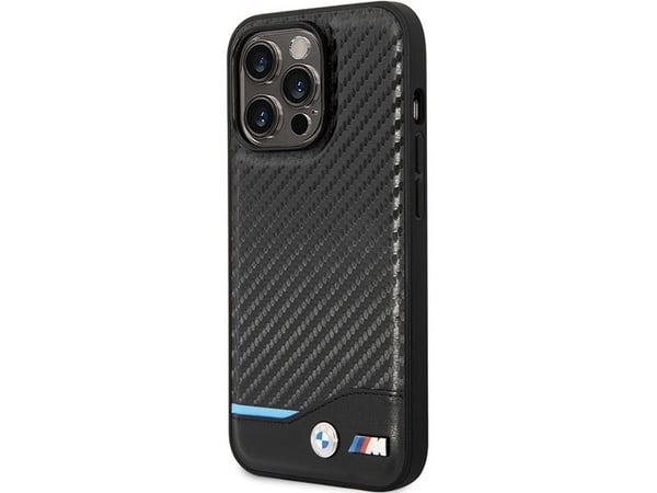 BMW BMHCP13X22NBCK hardt etui til Apple iPhone 13 Pro Max 6,7" svart Leather Carbon
