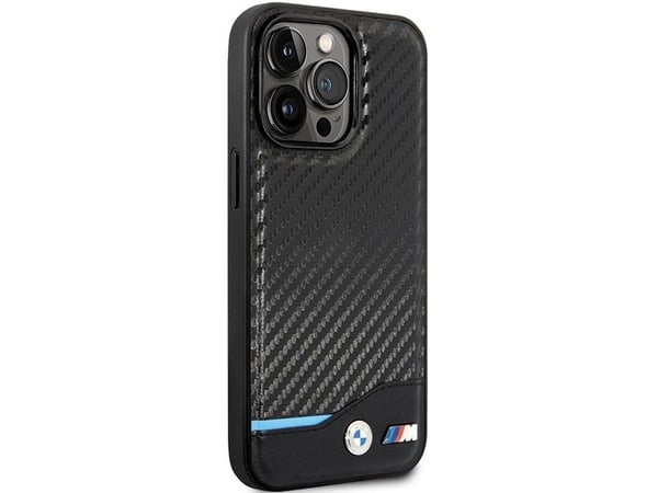 BMW BMHCP13X22NBCK hardt etui til Apple iPhone 13 Pro Max 6,7" svart Leather Carbon