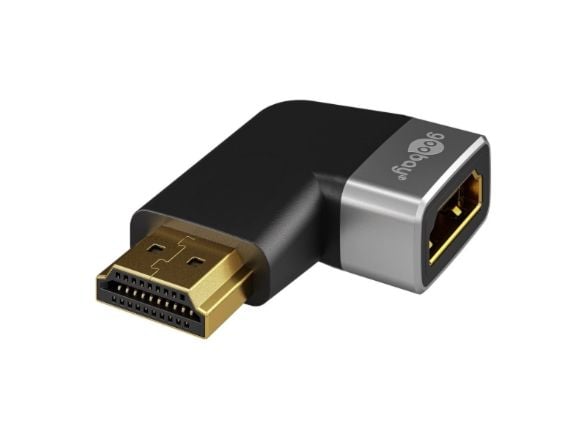 goobay - Hög hastighet - HDMI-adapter med Ethernet - HDMI hane till HDMI hona - svart, silver - 8K60 Hz (7680 x 4320) stöd, 4K120Hz stöd, upp till ...