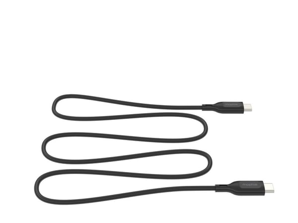 mophie essentials - USB-kabel - USB-C (hane) till USB-C (hane) - 1 m - USB Power Delivery (60W) - svart