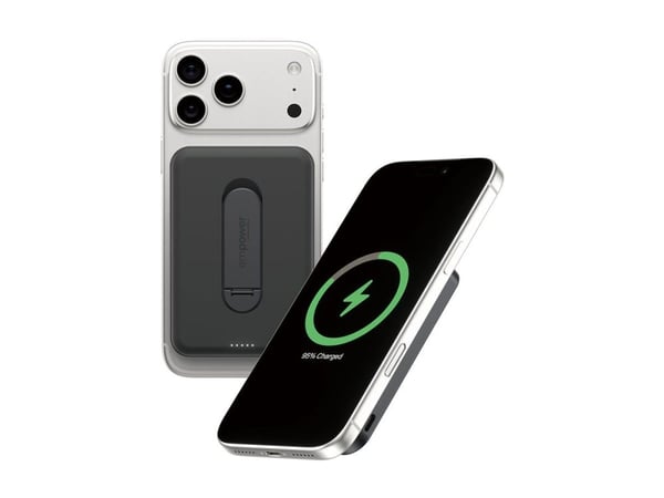PanzerGlass empower by ® empower Bank w. Spin Stand | 5000mAh | Space Black, Apple, Apple - iPhone 17/16/15/14/13/12, Qi-toiminnolla varustetut äly...