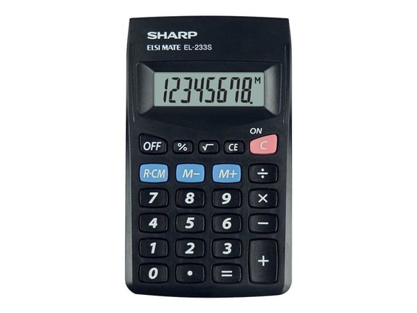 Sharp Elsi Mate EL-233S - Fickkalkylator - 8 siffror - batteri - svart