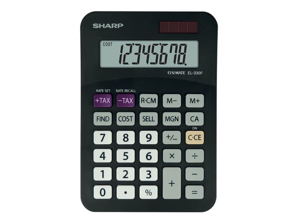 Sharp EL-330F - Skrivbordskalkylator - 8 siffror - solcellspanel, batteri - svart
