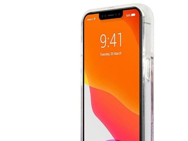 Alkuperäinen Apple iPhone 13 Pro Max Guess Hardcase 4G Big Liquid Glitter (GUHCP13XLG4GPI) puhelinkotelo vaaleanpunainen