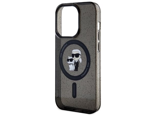 Apple iPhone 15 Pro Karl Lagerfeld-skal Karl&Choupette Glitter MagSafe (KLHMP15LHGKCNOK), svart