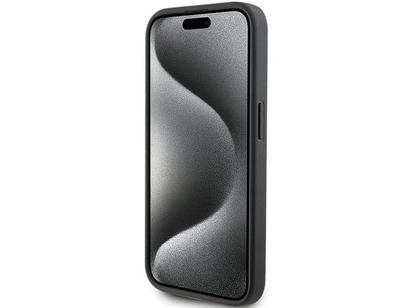 Karl Lagerfeld KLHCP15LSAPKCNPK iPhone 15 Pro 6.1" svart hardcase Saffiano kortlomme Karl&Choupette metalldetalj
