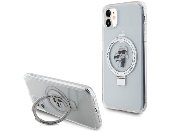 Karl Lagerfeld KLHMN61HMRSKCH iPhone 11/Xr 6,1" hårt skal vit Ring Stand Karl & Choupettte Mag