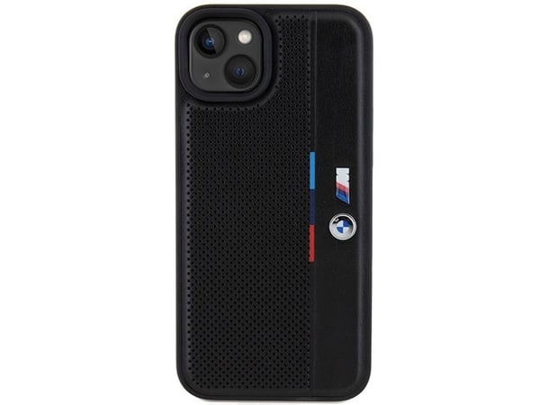 Skal BMW BMHCP15M23 PUPVK Apple iPhone 15 Plus 14 Plus 6.7" svart hårt skal Perforated Tricolor Line