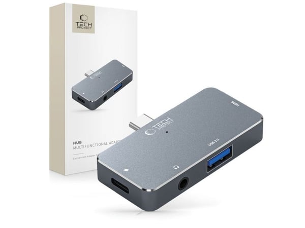 Tech-Protect USB-hub adapter V6 4-i-1 grå