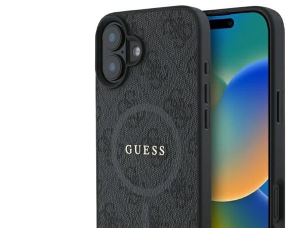 Guess PU-läder ring MagSafe-skal för iPhone 16 svart